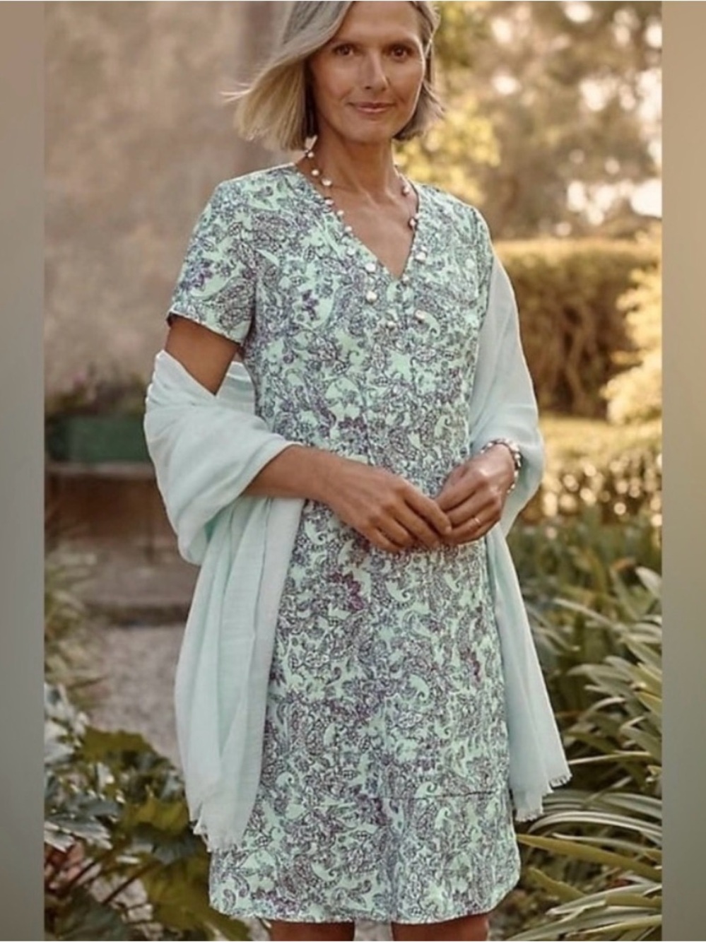 J.Jill Love Linen Sea Glass Paisley
Dress Size MT Coastal Breathable Vacation